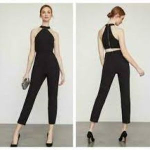 BCBGMAXAZRIA BEADED HALTER CROPPED JUMPSUITS - SIZE 0